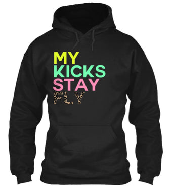 My Kicks Stay Fly™ Hoodie - Black (Nike Air Max 90) Neon/Seagreen/Pink/Leopard