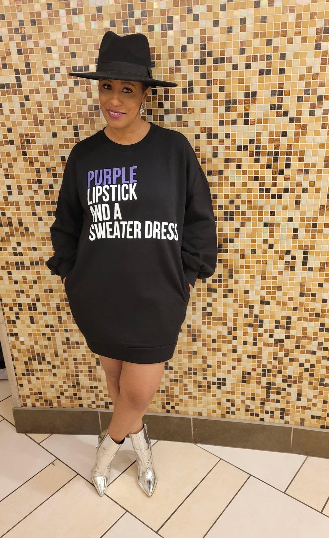 Purple Lipstick and a Sweater Dress